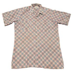 VTG 60's Mod-style Plaid The King Size Co. Buttoned-down Shirt, Men's Med